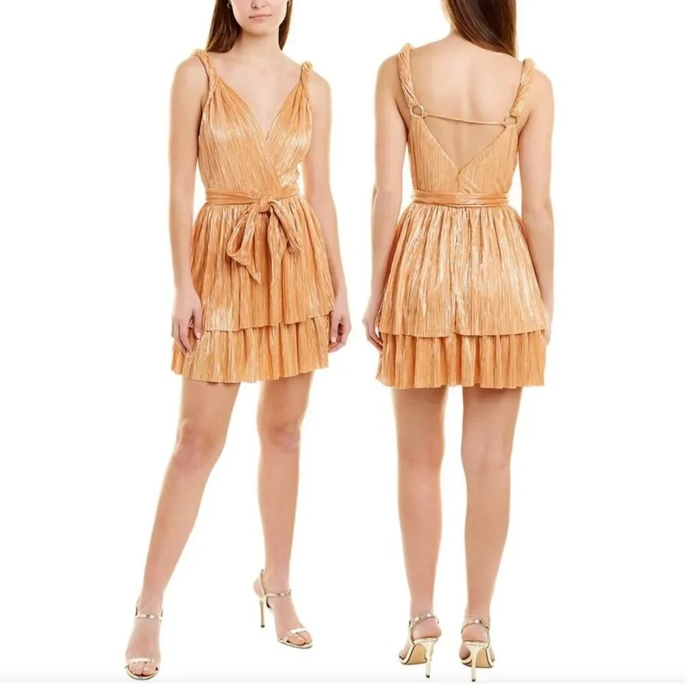 Sabina Musayev Bobo Metallic Mini Dress in Mandarin Size XS